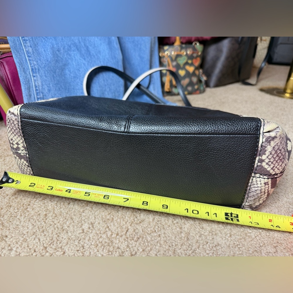 Coach Black Pebbled Leather Snake Trim Tote F57505 Shoulder Bag Python Accent 🖤🐍 - Picture 9 of 17